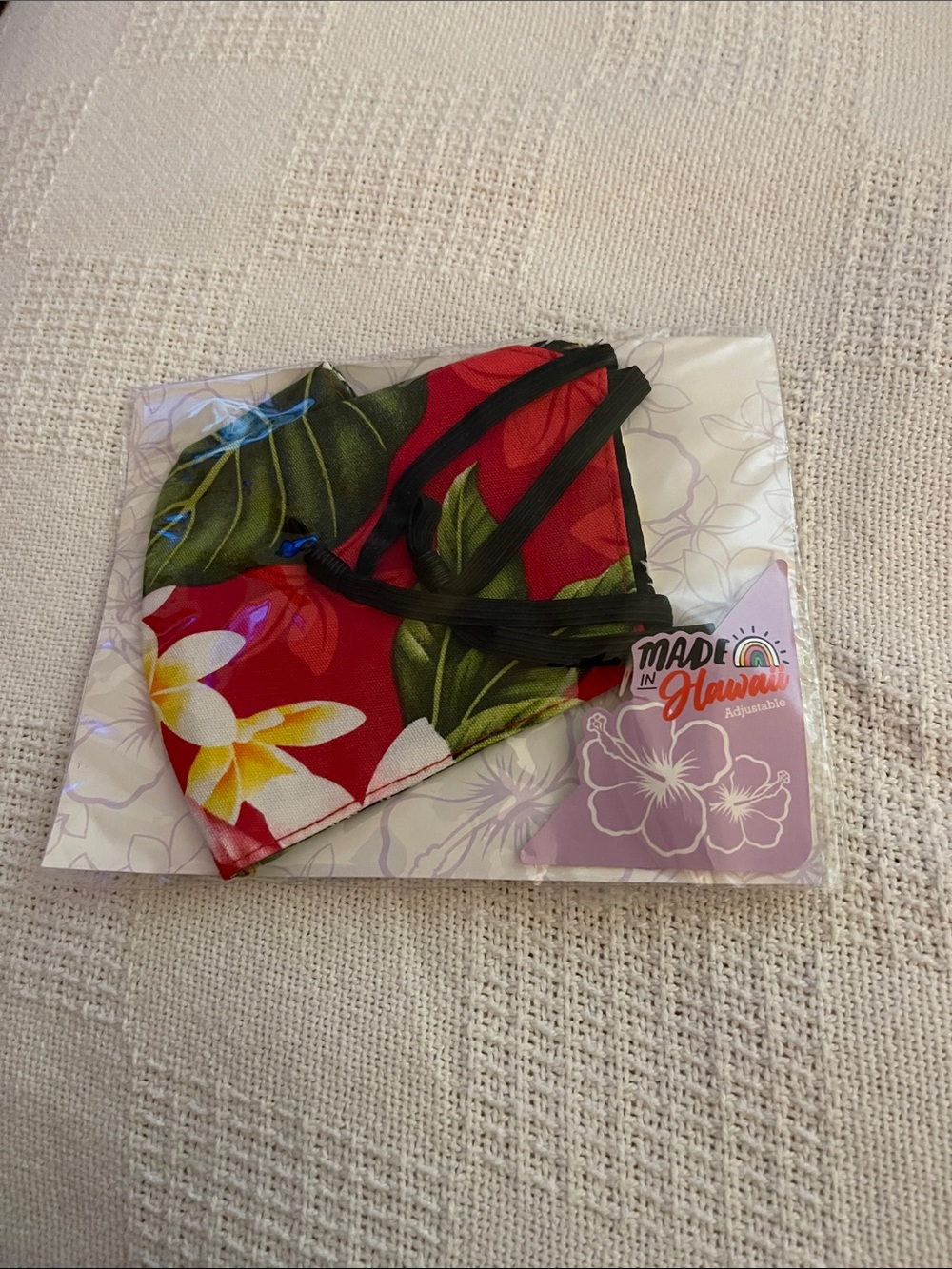 Made in Hawaii Adult Red Floral One-Piece Face Mask